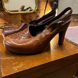 Cole Haan woven leather sling back platform